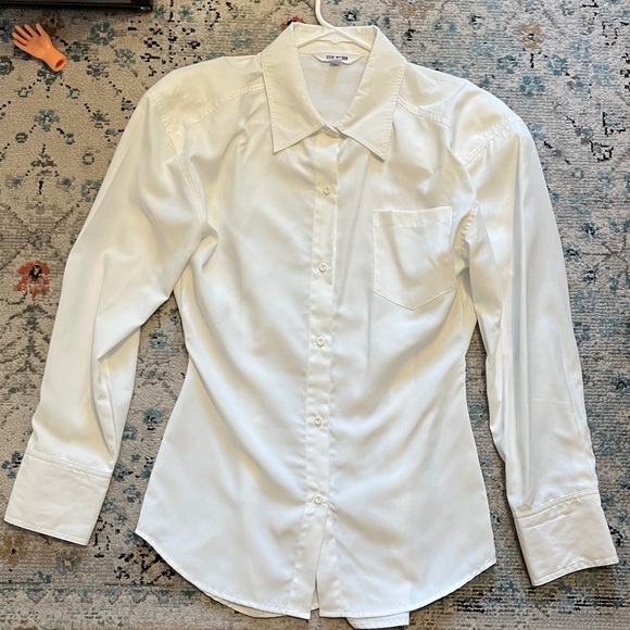 Steve Madden Nadia White Button Down Shirt - Picture 6 of 16